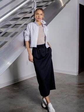 Luum Womens Maxi Skirt Black Size S Lottie Elastic Waist Round Hem A-Line NWT